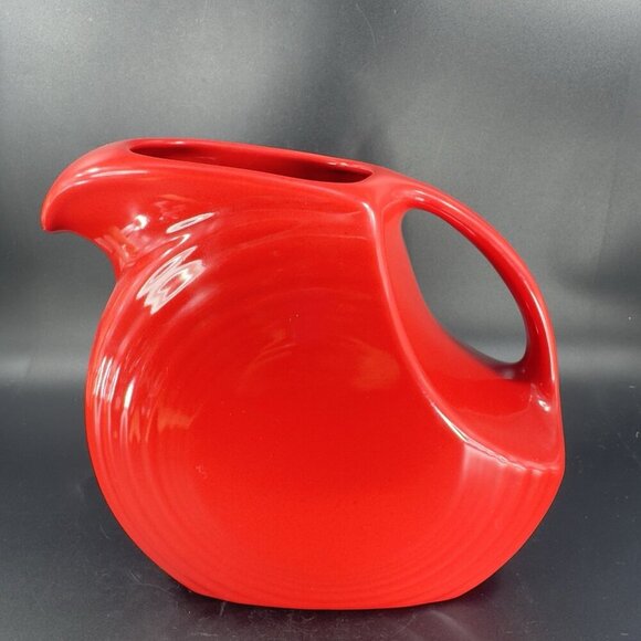 Fiesta Ware Fiesta Red Large Disc Pitcher Carafe Jug Pottery Vintage USA Marked - Picture 12 of 12